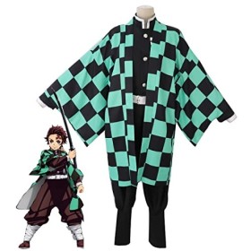 Anime Demon Slayer : Kimetsu no Yaiba Cosplay Costume Kamado Nezuko Tanjirou Kimono Uniforme Cheveux synthétiques Mode Femme 