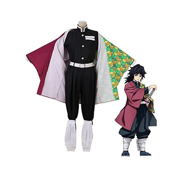 Anime Demon Slayer : Kimetsu no Yaiba Cosplay Costume Kamado Nezuko Tanjirou Kimono Uniforme Cheveux synthétiques Mode Femme 