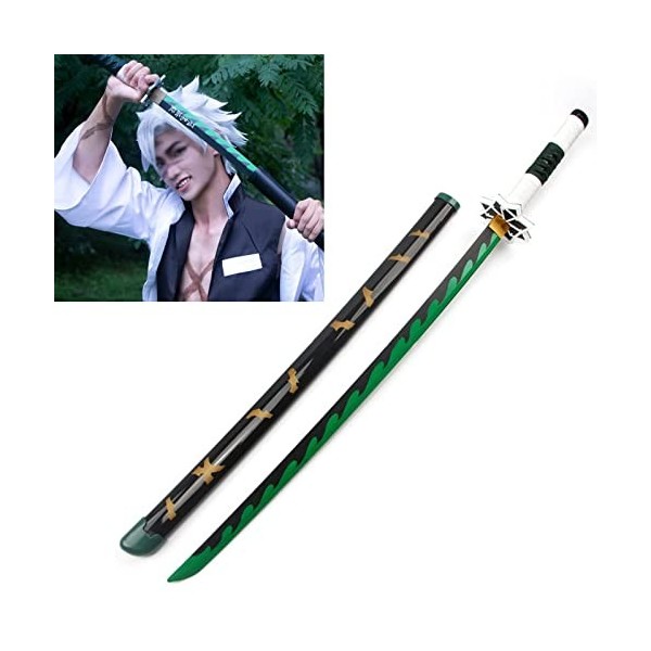 AGENCO Shinazugawa Sanemi Demon Slayer Blade Épée De Samouraï en Bois, Anime Cosplay Ninja Sword Props, pour Les Fans De Noël