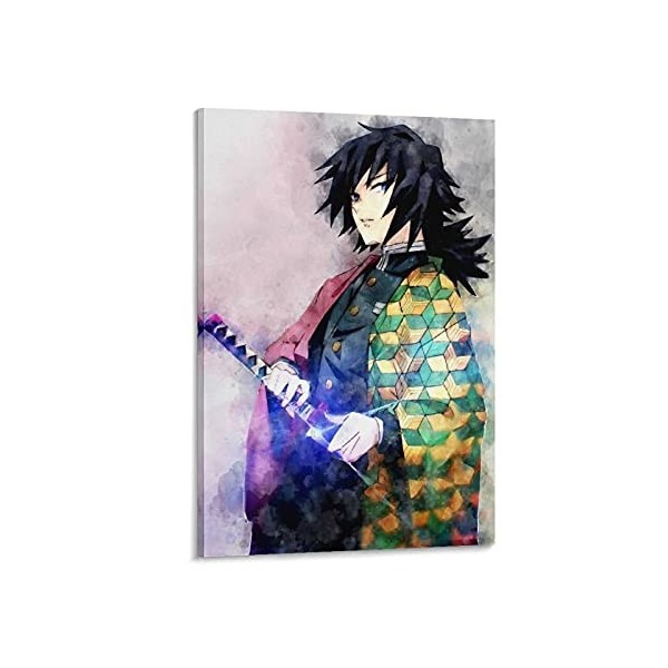 Giyuu Tomioka Demon Slayer Impression sur toile murale moderne pour chambre à coucher 50 × 75 cm
