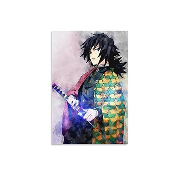 Giyuu Tomioka Demon Slayer Impression sur toile murale moderne pour chambre à coucher 50 × 75 cm