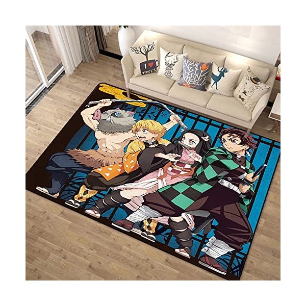ZALix 3D Anime Demon Slayer Tapis Antidérapant Tapis De Sol Salle À Manger Salon Chambre Tapis Antidérapant - pour Cuisine, E