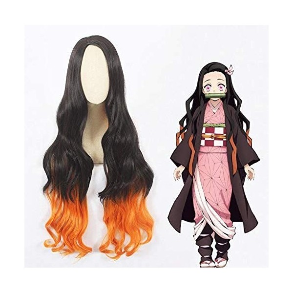 Chtom Anime Demon Slayer Kamado Nezuko pour Wmoen Cosplay Costumes et perruque 2019 Nouveau rose Kimono et Black Coat Vêtemen