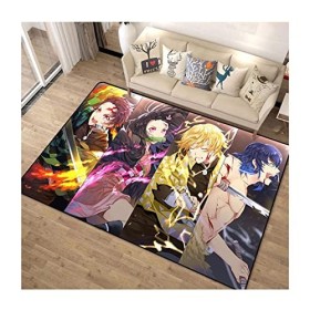 3D Demon Slayer Tapis de Salon Poils Ras, Rectangle Chambre Carpettes Antidérapant Tapis, Bureau, Doux, antidérapant et Lavab