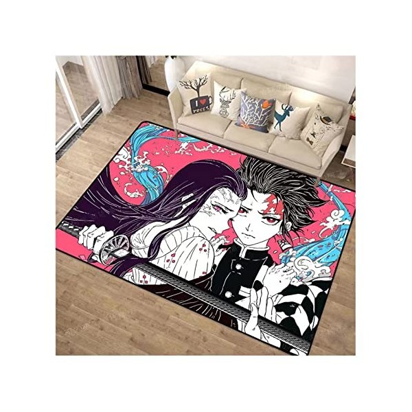 ZALix Demon Slayer Tapis Rectangle Doux - Grand - Antidérapant - Lavable - Flanelle - for Chambres Tapis Chambres Salon Enfan