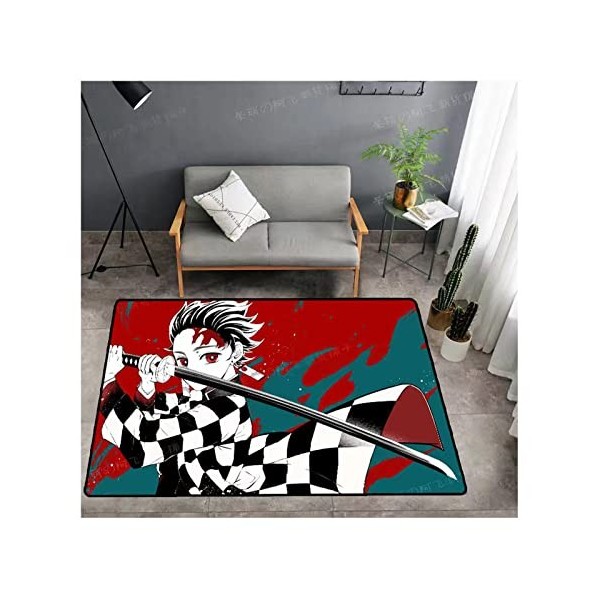 ZALix Demon Slayer Tapis Rectangle Doux - Grand - Antidérapant - Lavable - Flanelle - for Chambres Tapis Chambres Salon Enfan