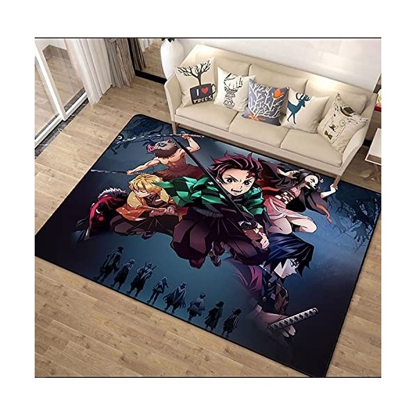 ZALix Tapis Anime Manga-Demon Slayer Tapis Populaire Anime - Antidérapant Et Résistant Aux Taches - pour Salon, Chambre À Cou