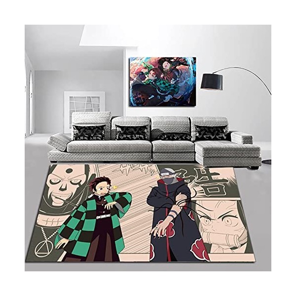 KUentz Tapis De Jeu pour Chambre denfant, Demon Slayer Tapis pour Enfants, Chambre Tapis en Peluche Tapis, Antidérapant Zone