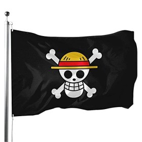 One Piece Anniversaire Drapeau, One Piece Pirate Drapeau Bannières Dessin Animé Décoration de Garçons Filles, Photographie Fo