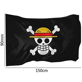 One Piece Anniversaire Drapeau, One Piece Pirate Drapeau Bannières Dessin Animé Décoration de Garçons Filles, Photographie Fo