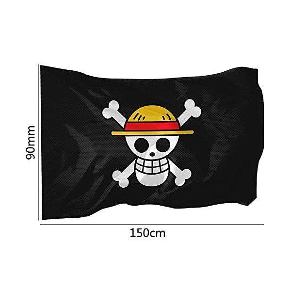 One Piece Anniversaire Drapeau, One Piece Pirate Drapeau Bannières Dessin Animé Décoration de Garçons Filles, Photographie Fo