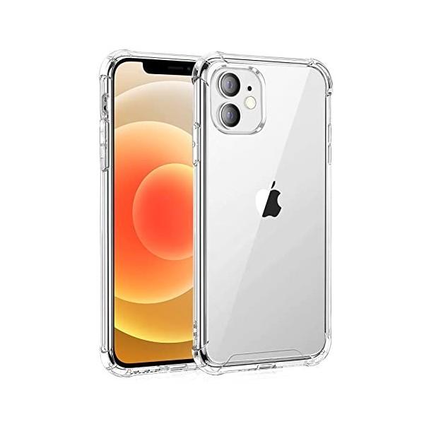 Whioltl Coque pour iPhone 12 et iPhone 12 Pro, Transparente Silicone TPU Bumper Housse Case Cover, Anti-Jaunissement & Anti-R