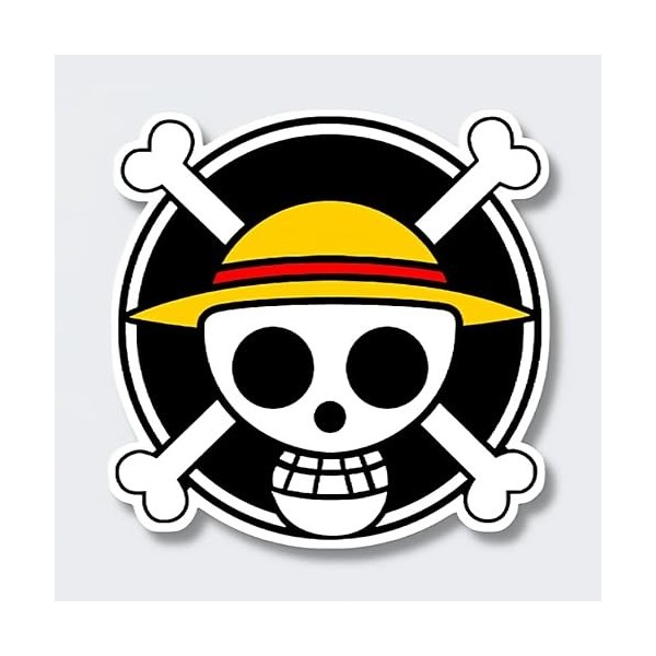 France Blasons One Piece, Jolly Roger - Equipage du Chapeau de Paille, Sticker Autocollant Plusieurs Tailles, Super Prix 5 c