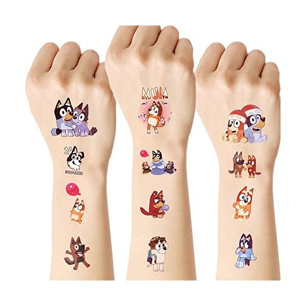 AOOWU Tatouage Temporaires pour Enfant, 12PCS Etanche Tatouage Chiots Mignons Kit Tatoo, Fournitures de Fête dAnniversaire A