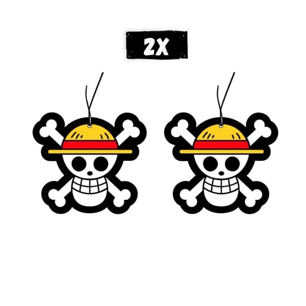 2x Ruffy One Piece Anime Parfum désodorisant pour voiture, Sentorette Voiture, sentorette auto, Arbre parfumé pour voiture, D