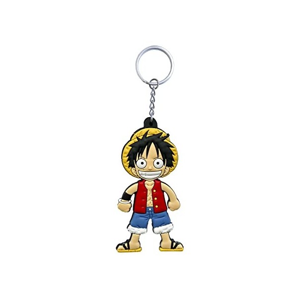 Aurabeam ONE Piece, Monkey D. Ruffy Luffy Porte-clés en Caoutchouc Anime Japonais Accessoires Cadeau Figurine Porte-clés, R