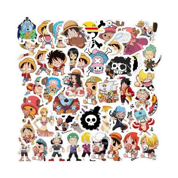 Autocollant One Piece, Stickers One Piece, 100PCS Stickers Kawaii, Étanches Vinyle Autocollants, Autocollant Kawaii Cute, One