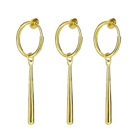 XHBTS Boucles doreilles One Piece – Boucles doreilles à clip dorées pour les amateurs danime, ensemble de 3 avec mini chif