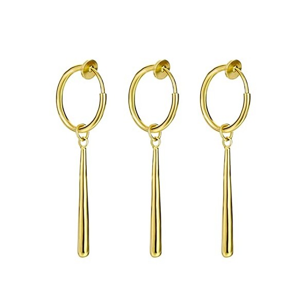 XHBTS Boucles doreilles One Piece – Boucles doreilles à clip dorées pour les amateurs danime, ensemble de 3 avec mini chif
