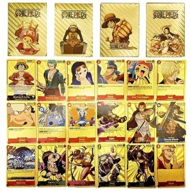 OCDSLYGB 1 Jeux de 55 Cartes Or à Collectionner en Le Roi Voleur de Mer,Straw Hat Crew Starter Deck,Jeux de Famille Amusants 