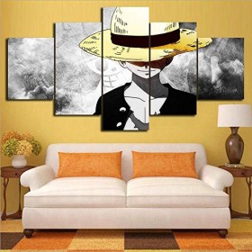 FJLOVE Fxwj Impression Giclée en One Piece Monkey D. Luffy Peinture sur Toile 5 Pieces Image Déco dart Murale Tableau,B,100x