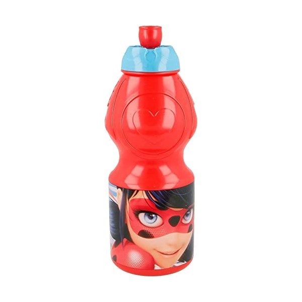 ALMACENESADAN 2651 - Bouteille de sport Lady Bug - Miraculous - Capacité 400 ml - Produit en plastique - Sans BPA