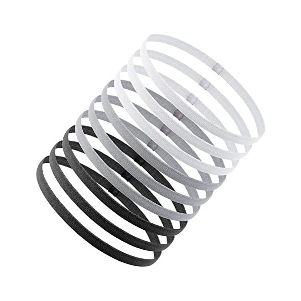 URAQT 5Pcs Bandeaux de Sport, bandes de sport antidérapantes, Sports Bandeau Élastique Cheveux Bande pour Jogging Football Fa