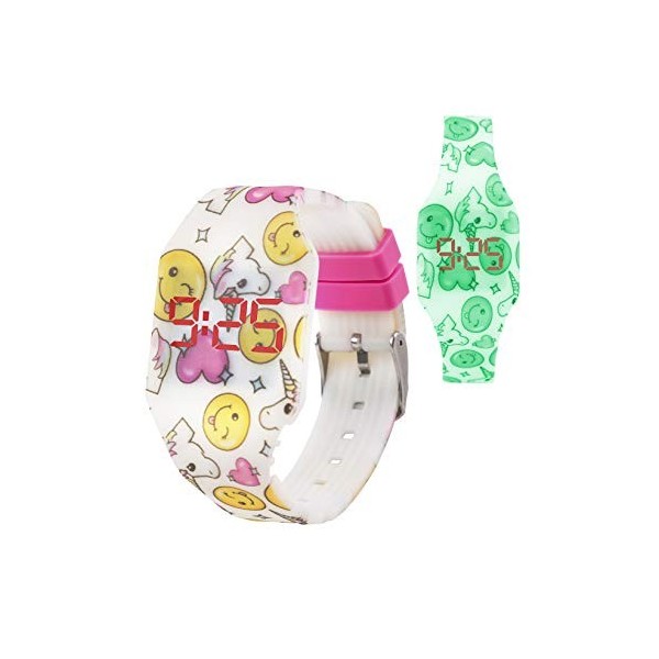 Kiddus Digital LED Montre pour Filles, garçons, Ados. Batterie Japonaise de Longue durée remplaçable. Montre-Bracelet en Sili