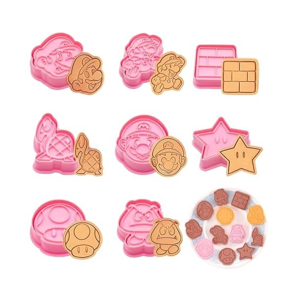 8 Pièces 3D Moule Biscuit Cookie Cutter Cartoon Moule Biscuit Set 3D Emporte Pièces Moule à Biscuit en Plastique Ensemble de