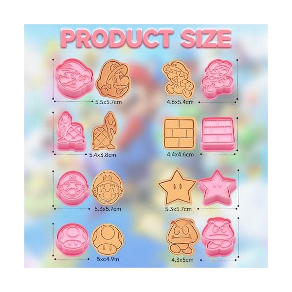 8 Pièces 3D Moule Biscuit Cookie Cutter Cartoon Moule Biscuit Set 3D Emporte Pièces Moule à Biscuit en Plastique Ensemble de