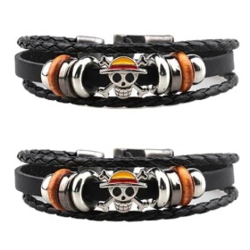 BSNRDX 2 Pieces Pirate Bracelet Necklace Anime Costume Jewellery Luffia Gift for Anime Fans Anime Chains Necklace Bracelet Se