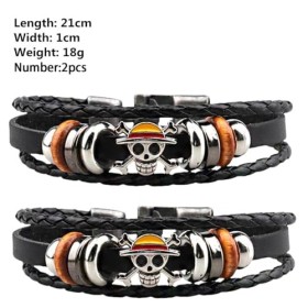 BSNRDX 2 Pieces Pirate Bracelet Necklace Anime Costume Jewellery Luffia Gift for Anime Fans Anime Chains Necklace Bracelet Se