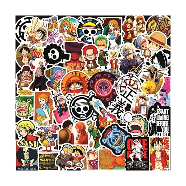 Stickers One Piece, Autocollants One Piece, 100PCS Stickers Manga, Stickers Anime Luffy, Graffiti Autocollants, Étanches Stic