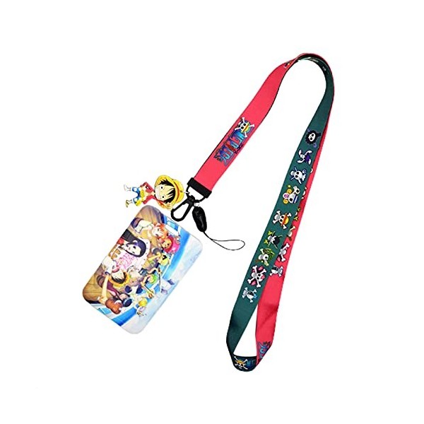 Porte-cartes Anime One Piece avec ruban, porte-carte didentité, porte-carte didentité, porte-carte didentité avec lanière