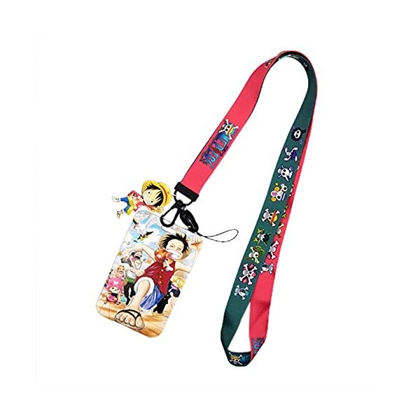 Porte-cartes Anime One Piece avec ruban, porte-carte didentité, porte-carte didentité, porte-carte didentité avec lanière