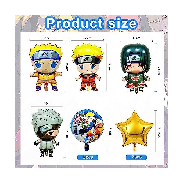 8 Pièces Naruto Anniversaire Décoration Ballons,Naruto Film Daluminium Ballons,Ballon Anniversaire Naruto,Naruto Party Decor