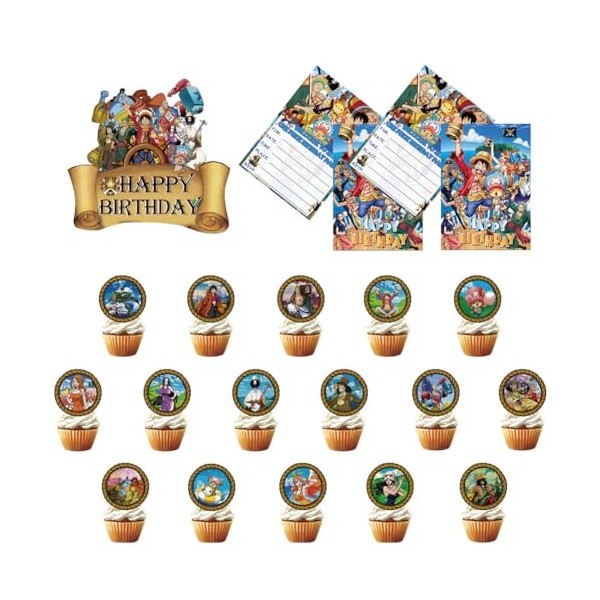 27 Pièces Pirates Roi Cake Topper Anime Anniversaire Topper de Gâteau Party Gâteau Décoration Fournitures pour Enfants Fête D