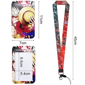 One Piece Lanyard avec Porte Badges, LGQHCE 2PCS Dessin Animé Lanière avec Porte-Cartes de One Piece Lanière Cordon Tour de C