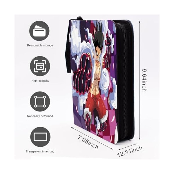 One Piece Card Binder CBOSNF Livre Rangement Protège Carte,Luffy Classeur Carte Cartes,Cartes Collectionner Livre avec Fermet