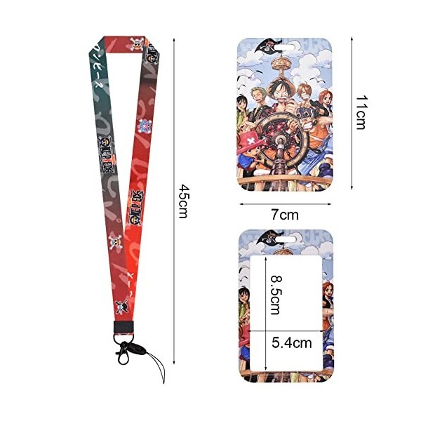 LGQHCE One Piece Lanyard avec Porte Badges, 2PCS Dessin Animé Lanière avec Porte-Cartes de One Piece Lanière Cordon Tour de C