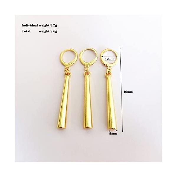 TANHULU 3 Boucles doreilles Anime Boucles doreilles Boucles doreilles Or avec Clip Anime Accessoires Barre Verticale