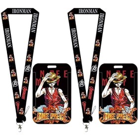 LGQHCE 2 PCS Dessin Animé Lanière avec Porte-Cartes de One Piece, Luffy Carte dIdentité Lanyard pour Carte dIdentité, Clés,