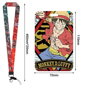 LGQHCE One Piece Lanyard avec Porte Badges, 2PCS Dessin Animé Lanière avec Porte-Cartes de One Piece Lanière Cordon Tour de C