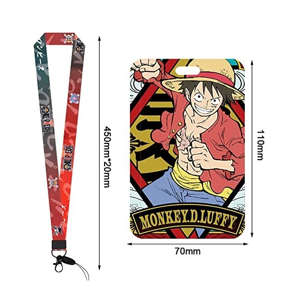 LGQHCE One Piece Lanyard avec Porte Badges, 2PCS Dessin Animé Lanière avec Porte-Cartes de One Piece Lanière Cordon Tour de C