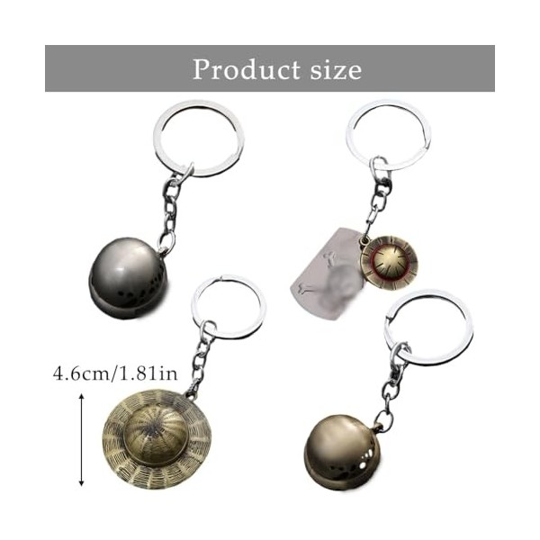 4PCS Une Pièce Porte-clés Chapeau de Paille Keychain Squelette Porte-clés Pirates Keyring Anime Porte Clés Créatif Cosplay av