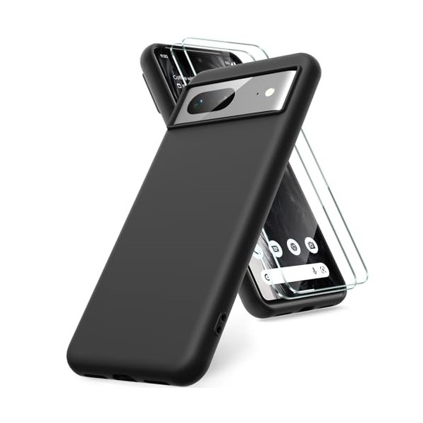 Vansdon Coque Compatible avec Google Pixel 8, 2 Film de Protection en Verre trempé, Housse Souple en TPU en Silicone Liquide,