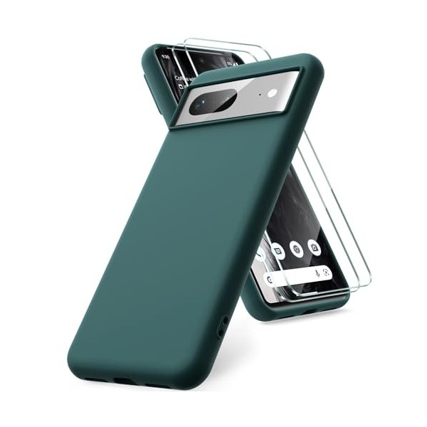 Vansdon Coque Compatible avec Google Pixel 8, 2 Film de Protection en Verre trempé, Housse Souple en TPU en Silicone Liquide,