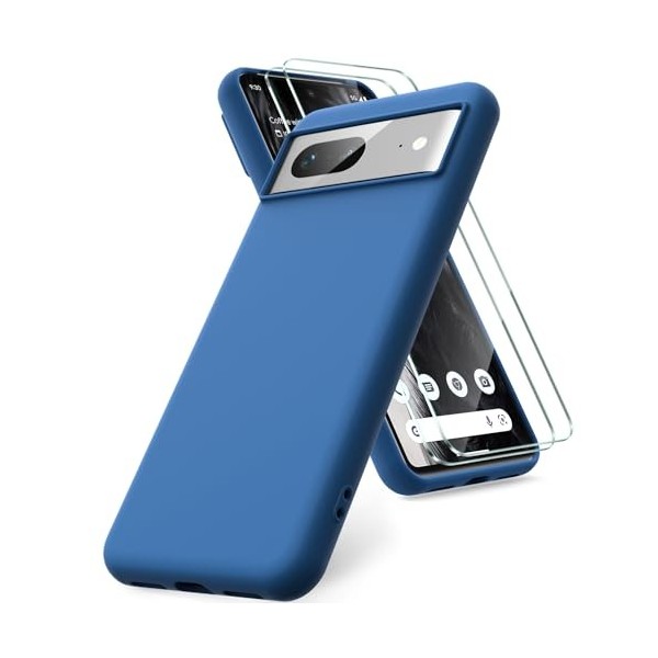 Vansdon Coque Compatible avec Google Pixel 8, 2 Film de Protection en Verre trempé, Housse Souple en TPU en Silicone Liquide,