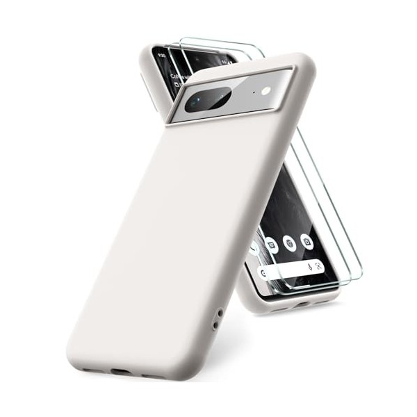 Vansdon Coque Compatible avec Google Pixel 8, 2 Film de Protection en Verre trempé, Housse Souple en TPU en Silicone Liquide,
