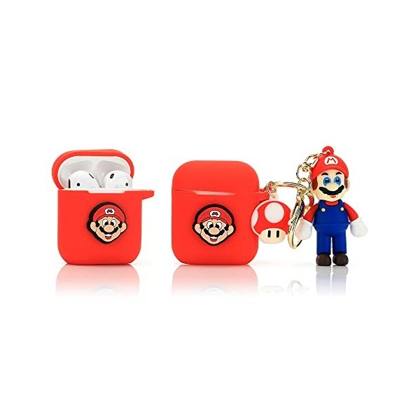 Derhom en Silicone Airpods Couverture Mignonne Drôle Compatible pour Apple Airpods 1 et 2 [Bande dessinée Ceinture Poupée Sér